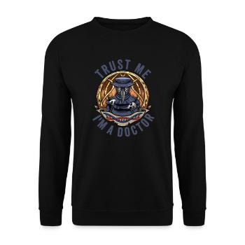 Seuchendoktor-Outfit Seuchendoktor-Maske Medikamente - Unisex Pullover - Schwarz - Vorne - Alina (178cm) & Michal (187cm)
