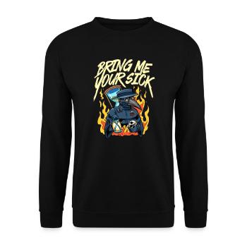 Plague Doctor Outfit Plague Doctor Mask Medicines - Unisex Sweatshirt - black - Front - Alina (178cm) & Michal (187cm)