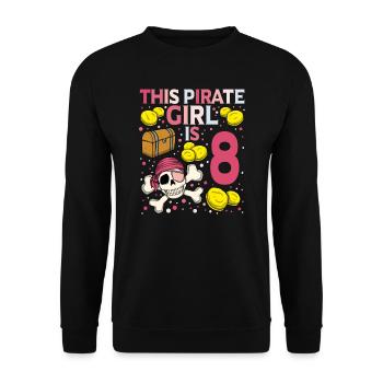 Skeleton This Pirate Is 8th Pirate Birthday - Unisex Sweatshirt - black - Front - Alina (178cm) & Michal (187cm)