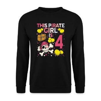 Skeleton This Pirate Is 4th Pirate Birthday - Unisex Sweatshirt - black - Front - Alina (178cm) & Michal (187cm)