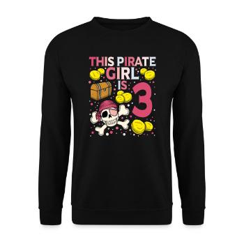 Skeleton This Pirate Is 3rd Pirate Birthday - Unisex Sweatshirt - black - Front - Alina (178cm) & Michal (187cm)