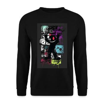 Robot Graffiti Design by ART8NS Art ON Streetwear - Unisex Sweatshirt - black - Front - Alina (178cm) & Michal (187cm)