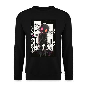Robot Graffiti Design par ART8NS Art ON Streetwear - Sweat-shirt Unisexe - noir - Devant - Alina (178cm) & Michal (187cm)