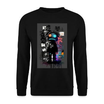 Robot Graffiti Design par ART8NS Art ON Streetwear - Sweat-shirt Unisexe - noir - Devant - Alina (178cm) & Michal (187cm)