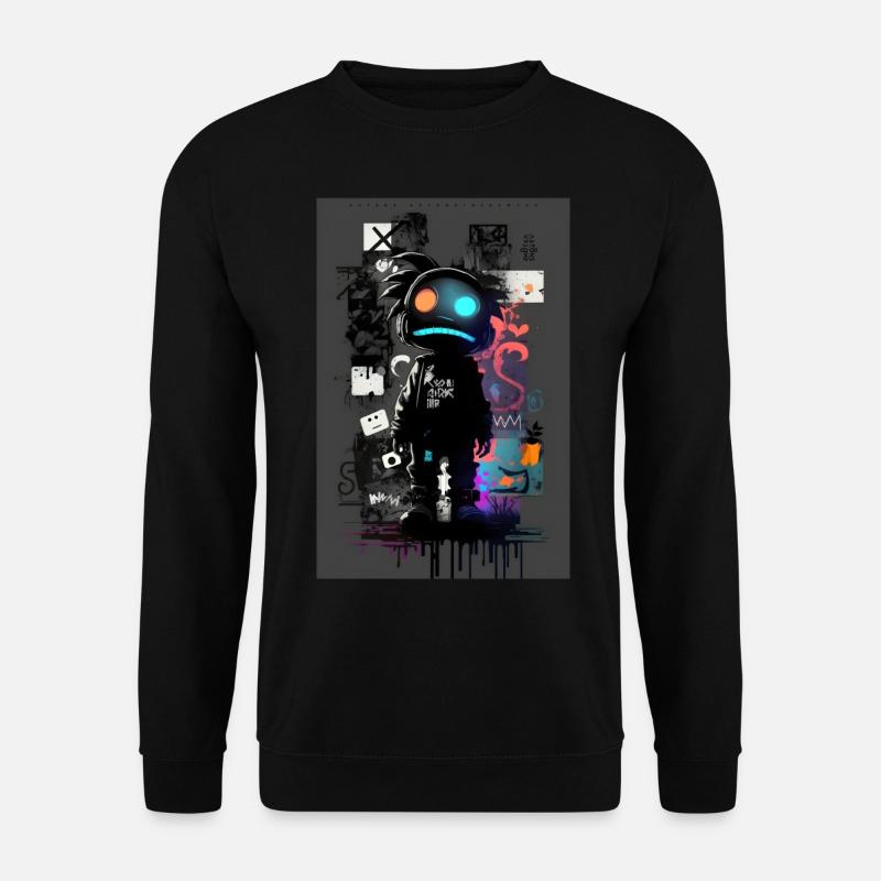 Robot Graffiti Design by ART8NS Art ON Streetwear - Unisex Pullover - Schwarz
