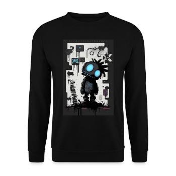 Robot Graffiti Design par ART8NS Art ON Streetwear - Sweat-shirt Unisexe - noir - Devant - Alina (178cm) & Michal (187cm)