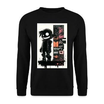 Robot Graffiti Design by ART8NS Art ON Streetwear - Unisex Sweatshirt - black - Front - Alina (178cm) & Michal (187cm)