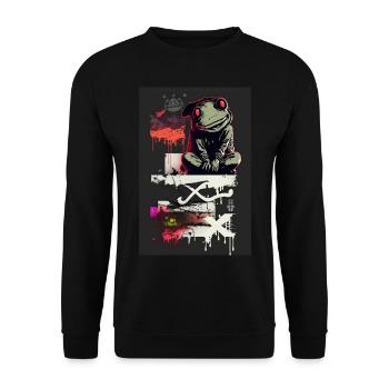 Frog Graffiti Design by ART8NS Art ON Streetwear - Unisex Sweatshirt - black - Front - Alina (178cm) & Michal (187cm)