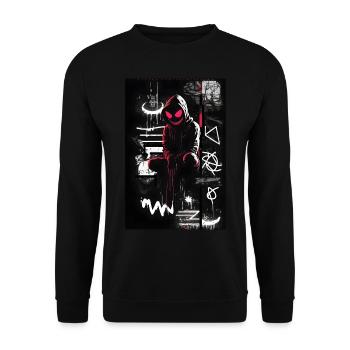 S. Man Graffiti Design par ART8NS Art ON Streetwear - Sweat-shirt Unisexe - noir - Devant - Alina (178cm) & Michal (187cm)