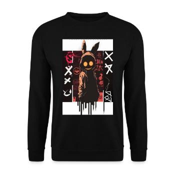 Bunny Graffiti Design by ART8NS Art ON Streetwear - Unisex Pullover - Schwarz - Vorne - Alina (178cm) & Michal (187cm)