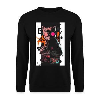 Cat Graffiti Design by ART8NS Art ON Streetwear - Unisex Pullover - Schwarz - Vorne - Alina (178cm) & Michal (187cm)