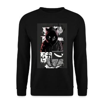 Cat Graffiti Design by ART8NS Art ON Streetwear - Unisex Pullover - Schwarz - Vorne - Alina (178cm) & Michal (187cm)