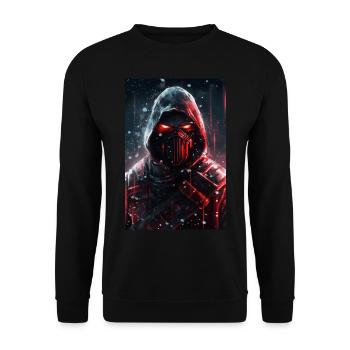 Neon Cyber Ninja Japan Ink Art Style#5 - Unisex Pullover - Schwarz - Vorne - Alina (178cm) & Michal (187cm)