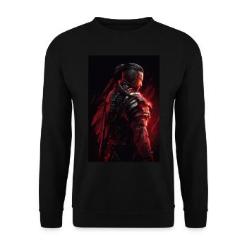 Neon Cyber Warrior #9 - Unisex Pullover - Schwarz - Vorne - Alina (178cm) & Michal (187cm)