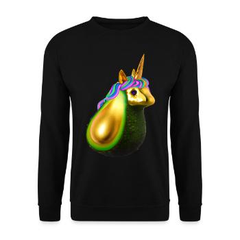 Glückliche Einhorn Avocado - Unisex Pullover - Schwarz - Vorne - Alina (178cm) & Michal (187cm)