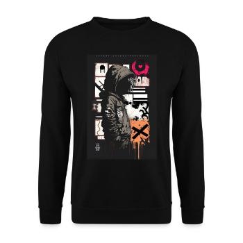Anonymous by ART8NS - Art ON Streetwear - Unisex Sweatshirt - black - Front - Alina (178cm) & Michal (187cm)