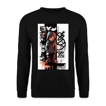 Robot by ART8NS - Art ON Streetwear - Unisex Sweatshirt - black - Front - Alina (178cm) & Michal (187cm)