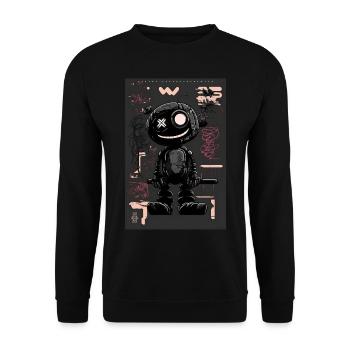 Robot by ART8NS - Art ON Streetwear - Unisex Sweatshirt - black - Front - Alina (178cm) & Michal (187cm)
