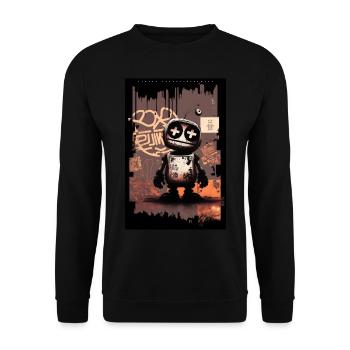 Robot by ART8NS - Art ON Streetwear - Unisex Pullover - Schwarz - Vorne - Alina (178cm) & Michal (187cm)
