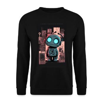 Robot by ART8NS - Art ON Streetwear - Unisex Sweatshirt - black - Front - Alina (178cm) & Michal (187cm)