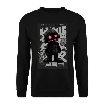 Robot by ART8NS - Art ON Streetwear - Unisex Sweatshirt - black - Front - Alina (178cm) & Michal (187cm)
