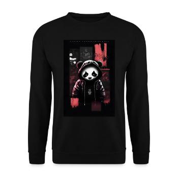 Panda by ART8NS - Art ON Streetwear - Unisex Pullover - Schwarz - Vorne - Alina (178cm) & Michal (187cm)