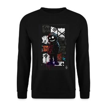 Friendly man by ART8NS - Art ON Streetwear - Unisex Pullover - Schwarz - Vorne - Alina (178cm) & Michal (187cm)