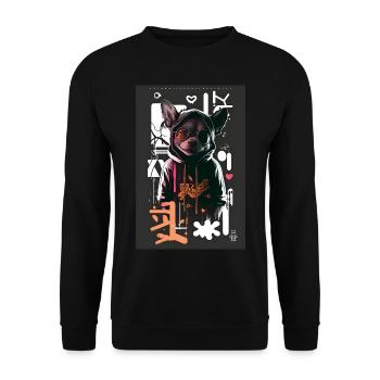 Cool Dog by ART8NS - Art ON Streetwear - Unisex Sweatshirt - black - Front - Alina (178cm) & Michal (187cm)