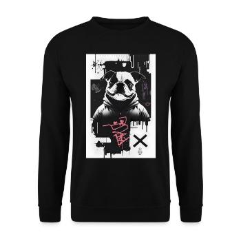 Bulldog par ART8NS - Art ON Streetwear - Sweat-shirt Unisexe - noir - Devant - Alina (178cm) & Michal (187cm)