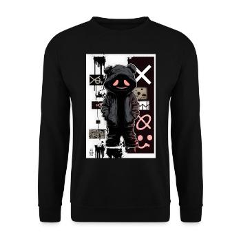 Cyber Teddy by ART8NS - Art ON Streetwear - Unisex Pullover - Schwarz - Vorne - Alina (178cm) & Michal (187cm)