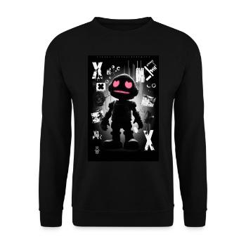 Robot by ART8NS - Art ON Streetwear - Unisex Pullover - Schwarz - Vorne - Alina (178cm) & Michal (187cm)