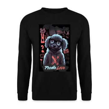 Poodle Love par ART8NS - Art ON Streetwear - Sweat-shirt Unisexe - noir - Devant - Alina (178cm) & Michal (187cm)
