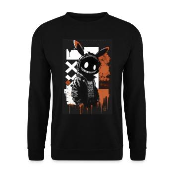 Bunny by ART8NS - Art ON Streetwear - Unisex Pullover - Schwarz - Vorne - Alina (178cm) & Michal (187cm)