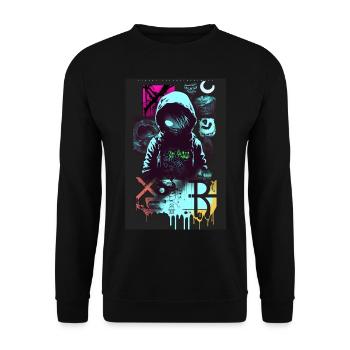 Hacker by ART8NS - Art ON Streetwear - Unisex Sweatshirt - black - Front - Alina (178cm) & Michal (187cm)