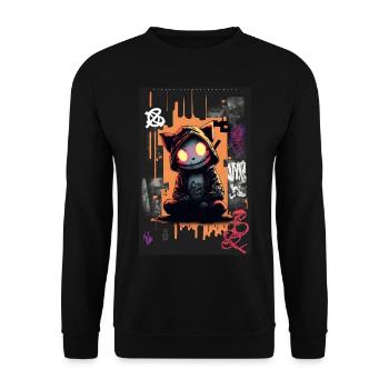 Teuflische Katze by ART8NS - Art ON Streetwear - Unisex Pullover - Schwarz - Vorne - Alina (178cm) & Michal (187cm)