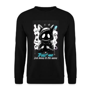 Trust me by ART8NS Art ON Streetwear - Unisex Pullover - Schwarz - Vorne - Alina (178cm) & Michal (187cm)