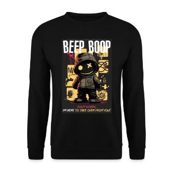 Beep Boop by ART8NS - Art ON Streetwear - Unisex Sweatshirt - black - Front - Alina (178cm) & Michal (187cm)