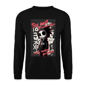 Too fast by ART8NS - Art ON Streetwear - Sweat-shirt Unisexe - noir - Devant - Alina (178cm) & Michal (187cm)