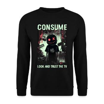 Consume by ART8NS - Art ON Streetwear - Unisex Sweatshirt - black - Front - Alina (178cm) & Michal (187cm)