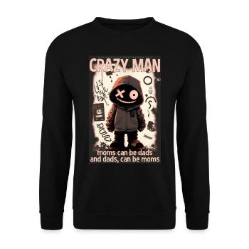 Crazy man by ART8NS - Art ON Streetwear - Unisex Sweatshirt - black - Front - Alina (178cm) & Michal (187cm)