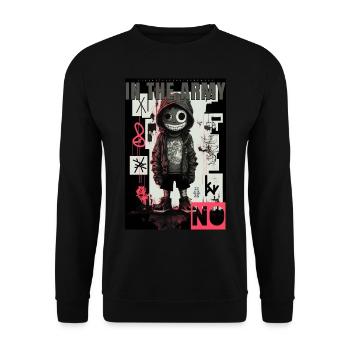 Dans l’armée, NO par ART8NS - Art ON Streetwear - Sweat-shirt Unisexe - noir - Devant - Alina (178cm) & Michal (187cm)