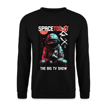 Space toilet by ART8NS - Art ON Streetwear - Unisex Pullover - Schwarz - Vorne - Alina (178cm) & Michal (187cm)