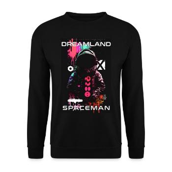 Dreamland Spaceman by ART8NS - Art ON Streetwear - Unisex Sweatshirt - black - Front - Alina (178cm) & Michal (187cm)
