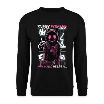 Sorry for... by ART8NS - Art ON Streetwear - Unisex Pullover - Schwarz - Vorne - Alina (178cm) & Michal (187cm)
