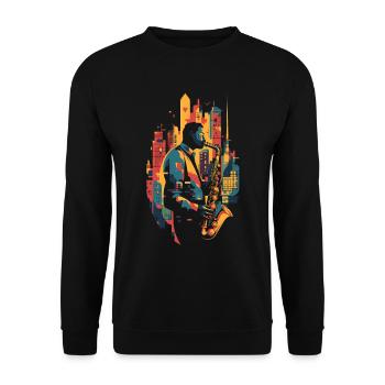 Jazz, Saxophonist - Unisex Pullover - Schwarz - Vorne - Alina (178cm) & Michal (187cm)