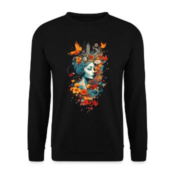 Flowers - Unisex Sweatshirt - black - Front - Alina (178cm) & Michal (187cm)
