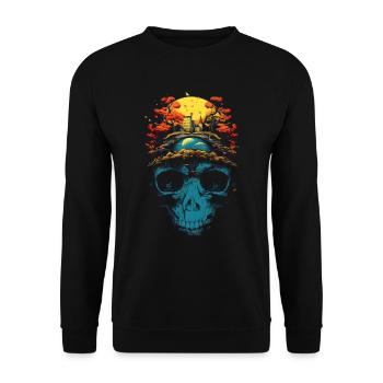 Skull, Life - Unisex Sweatshirt - black - Front - Alina (178cm) & Michal (187cm)