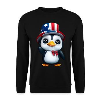 Patriotic penguin for the 4th of July - Unisex Sweatshirt - black - Front - Alina (178cm) & Michal (187cm)