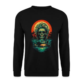 Retro Skull - Unisex Sweatshirt - black - Front - Alina (178cm) & Michal (187cm)