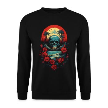 Retro, Skull, Flowers - Unisex Sweatshirt - black - Front - Alina (178cm) & Michal (187cm)